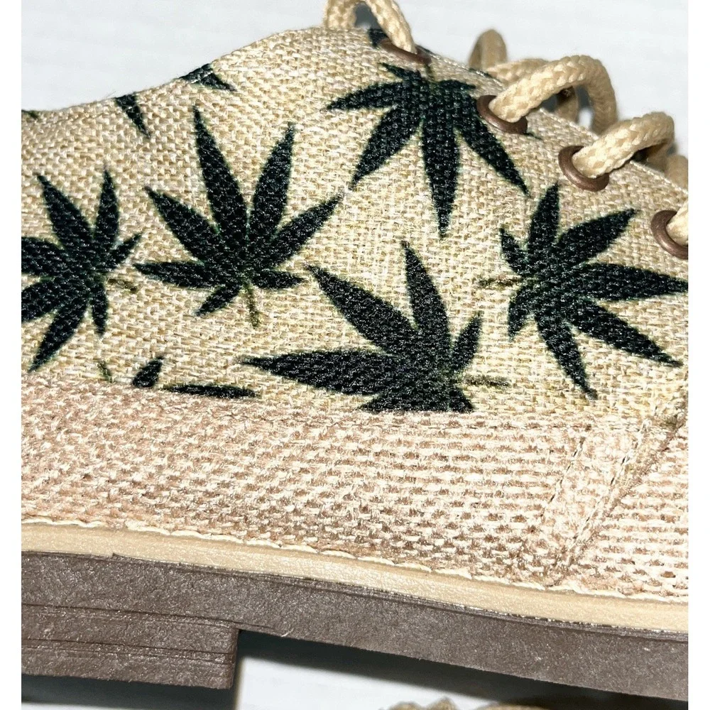 NWOB Weed Lace Up Dress Shoes Men's‎ 11.5 Jute Green Handmade 420 Vacation Humor